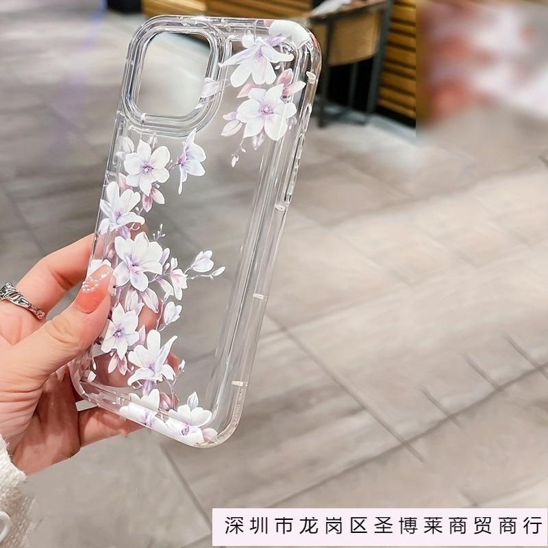 Элегантный Чехол для iPhone 15 14 Pro iPhone 13 Прозрачный 12 Женский XS Max Ударопрочный 16 Мягкий Чехол в Древнем Стиле с Цветочным Узором
