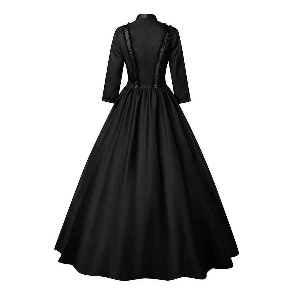 Women's Gothic Ruffle Bell Sleeve Corset Halloween Costume Plus Size Dress Off Shoulder Pattern Print Solid Color Dress