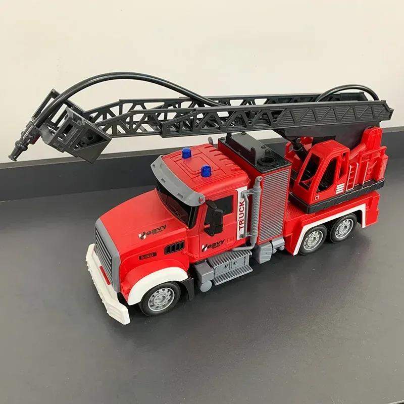 2.4G RC Fire Engine Car with Sound & Lights Ladder Sprinkler Remote Control Truck Rescue Vehicle Toy for Kids Xmas New Year Gift