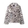 European and American style, new women's clothing, fashionable, versatile, animal print imitation fur jacket