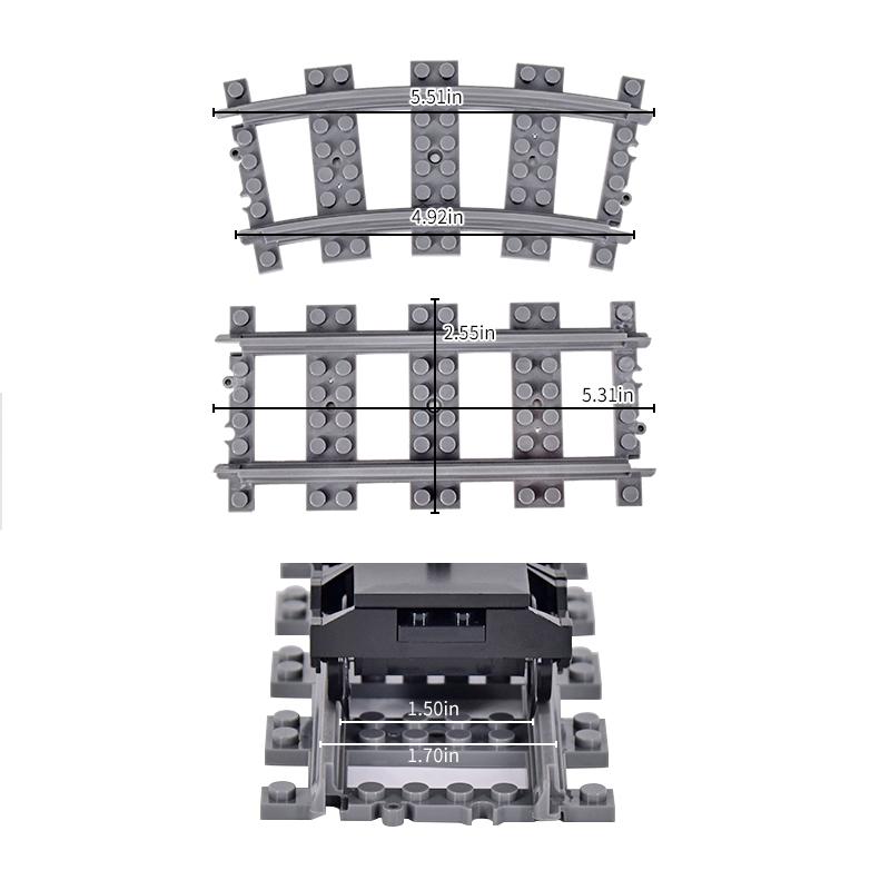 MOC Creative Expert Ideas City Train Tracks Straight Curved Switch Crossings Rails Bricks Building Blocks DIY Toys for Kids Gift