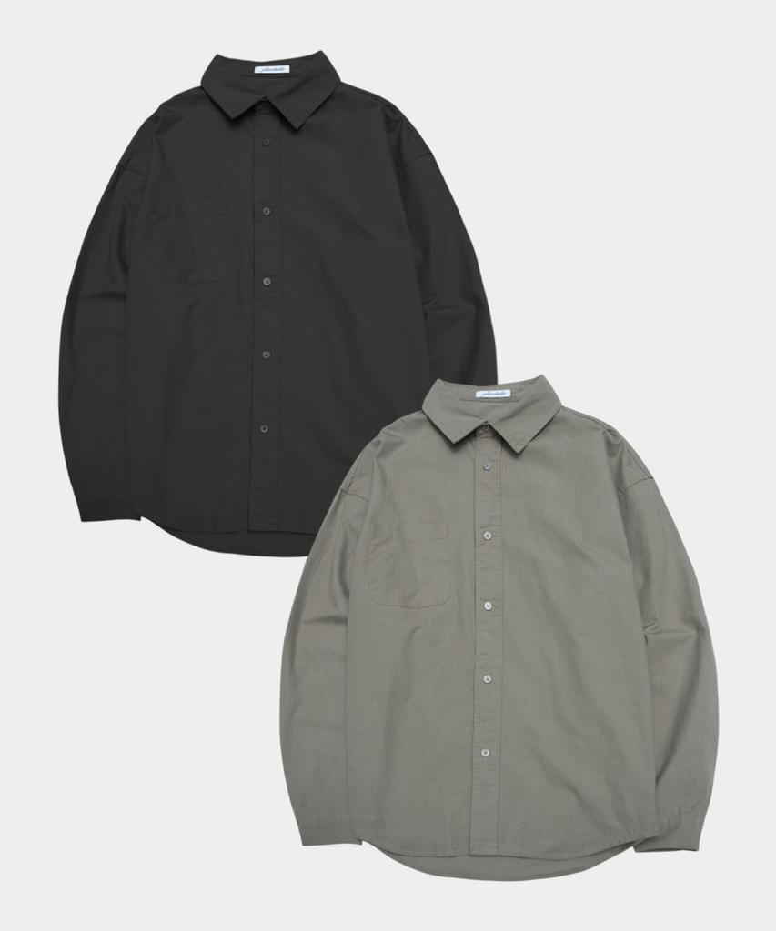 PLACESTUDIOMAN Essential Comfort Basic Standard Collar Oversized Cotton Long Sleeve Shirt_2 Colors
