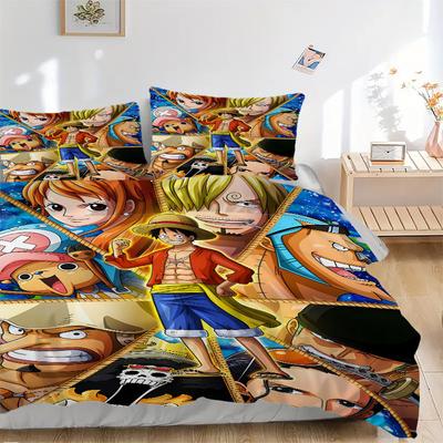 Постельное белье с персонажами аниме One Piece - 3-piece пододеяльник Подарок для спальни, Не включает наполнительB163