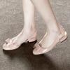 Fashion Bow Women Heels Sandals Mary Jane Leather Shoes Trend 2025 Summer Elegant Dress Shoes Slingback Slippers Sweet Slides De Mujer