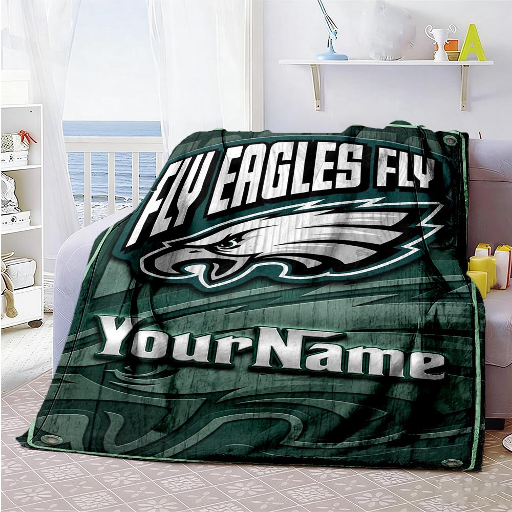 Philadelphia Eagles Personalized Name Blanket Multipurpose Customizable Blanket Comfortable Great For Office Living Room Livingroom Picnics
