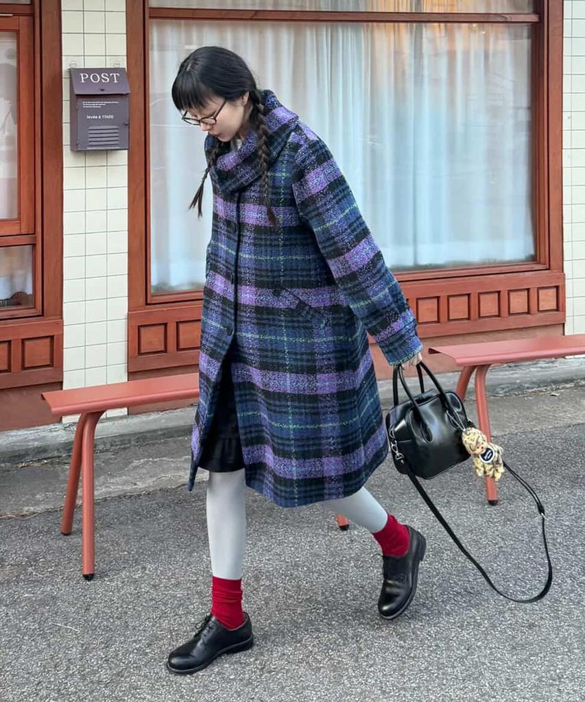 FUNFROMFUN Sailor Collar Overfit Coat, Navy