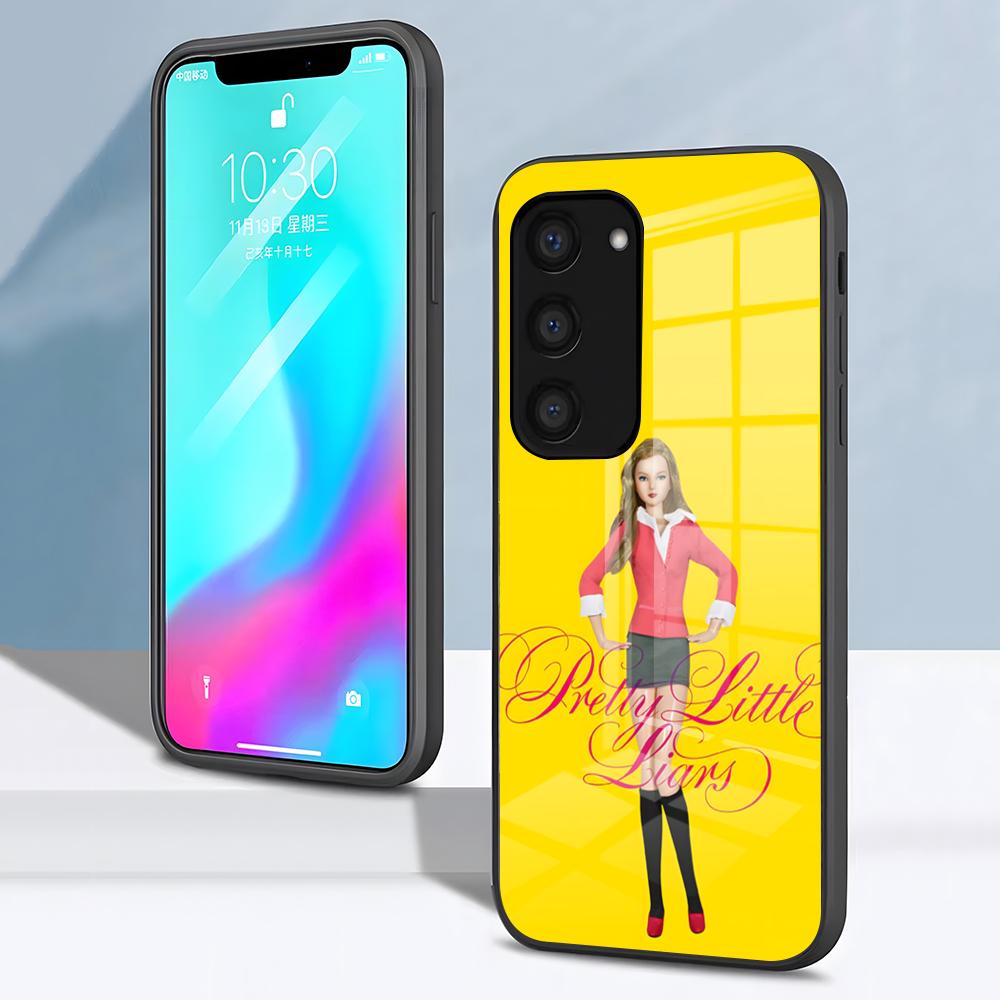 Красивый чехол для телефона «Милые обманщицы» для Samsung S26 S25 S24 FE S23 S22 S21 Plus S20 Ultra Note20Ultra Черная стеклянная крышка