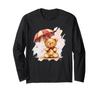 A with a Cool Umbrella and Teddy Bear Design Plum-colored Long-sleeved T-shirt