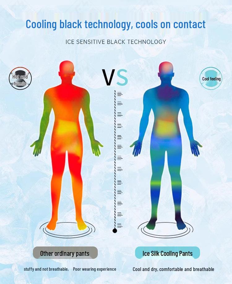 Мужские повседневные брюки из ледяного шелка с манжетами - Легкие, свободные, прямого кроя, идеально подходят для весны, лета и осени