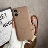 Магнитный чехол MagSafe из жидкого силикона с ремешком на запястье для iPhone 12 13 14 15 16