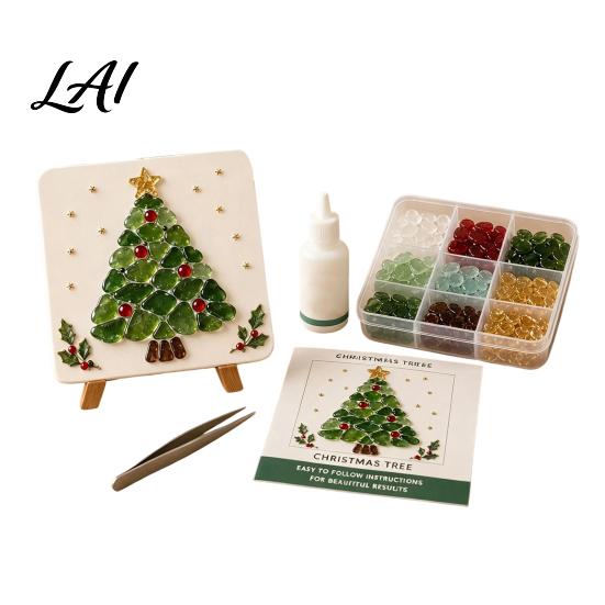 Weekend DIY Project Christmas Mosaic Art Kit Faux Sea Glass Craft Santa Relaxing Activity Claus Snowman Crafting Kit for Adults Beginners