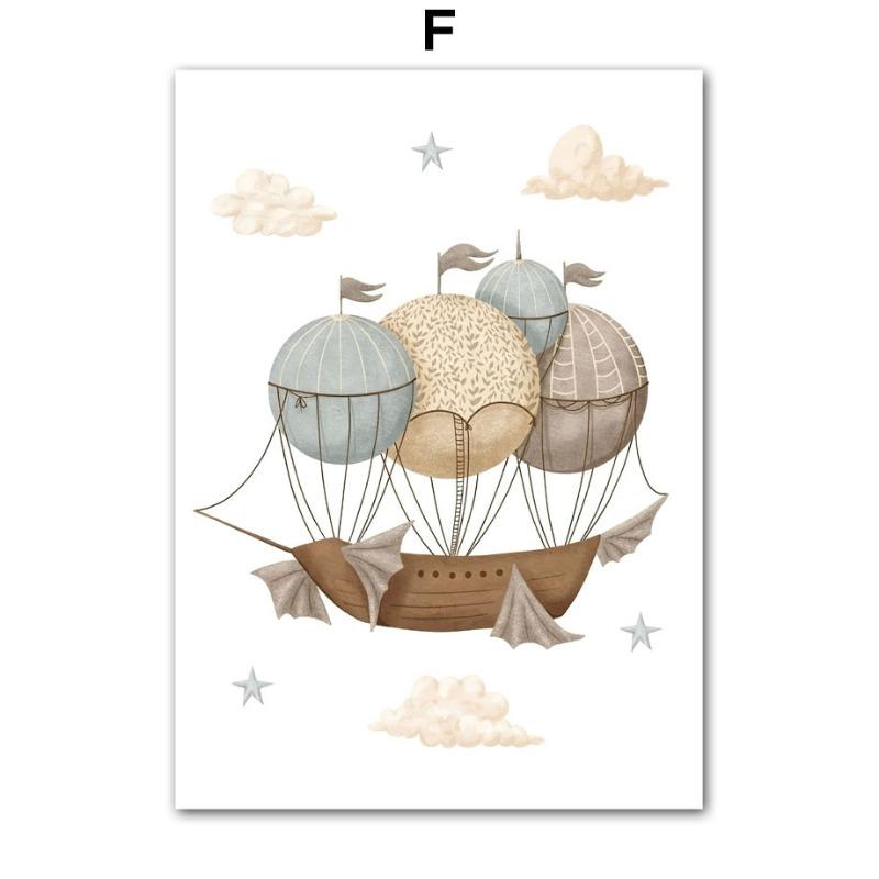 Кит Черепаха Замок Воздушный шар Скандинавский Настенный декор для детской комнаты Постеры Художественные принты Картина на холсте Картинки Комната для малышей Домашнее украшение