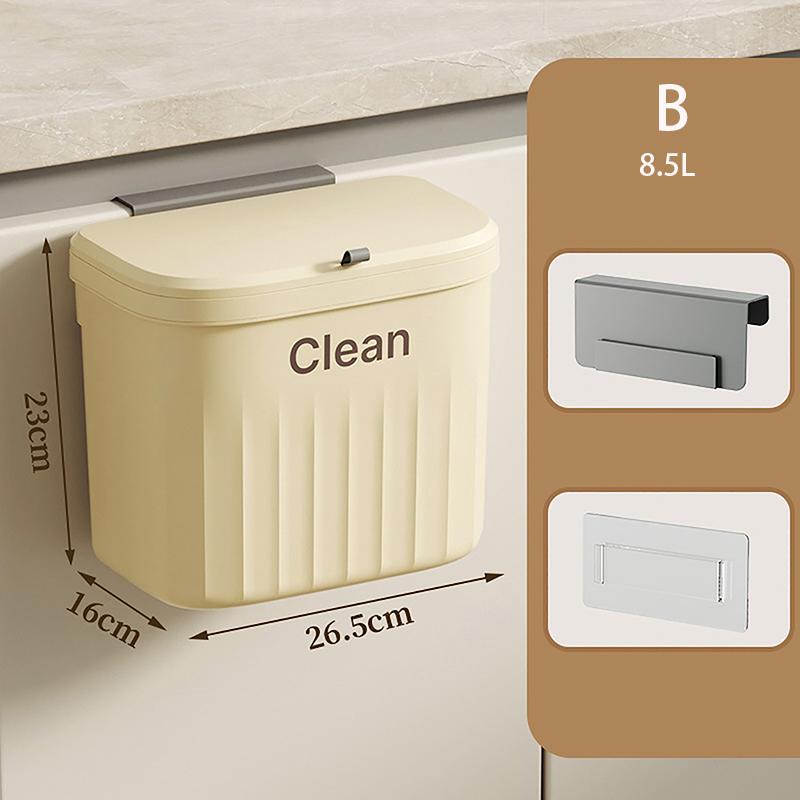 Kitchen Trash Can Wall Mounted Hanging Trash Bin With Lid Garbage Can For Cabinet Under Sink Waste Garbage Compost Bin 8.5/12L
