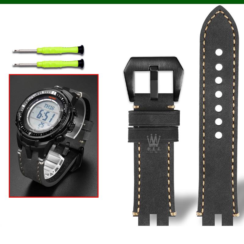 Классический ретро-ремешок из натуральной телячьей кожи для часов Casio ProTrek PRW3000/3100/6000/6100Y PRG300 Series Bracelet Watch Accessories