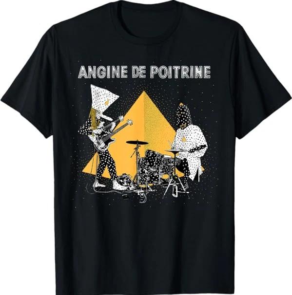 Винтажная черная футболка с музыкой и иллюстрацией группы 'Angine de Poitrine'