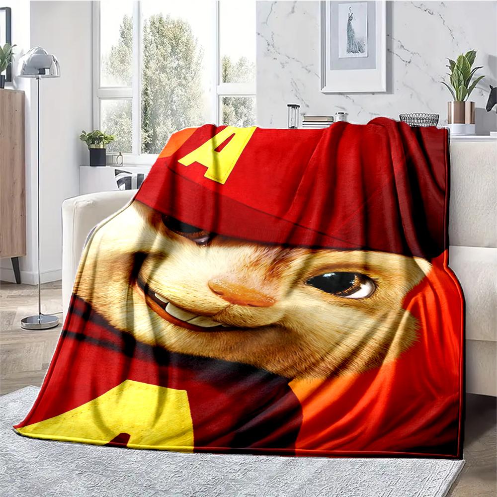Alvin and the Chipmunks Theme Printed Blanket - Perfect for Couch, Bed, Travel & Outdoor Use | Machine Washable, Cozy & Durable.