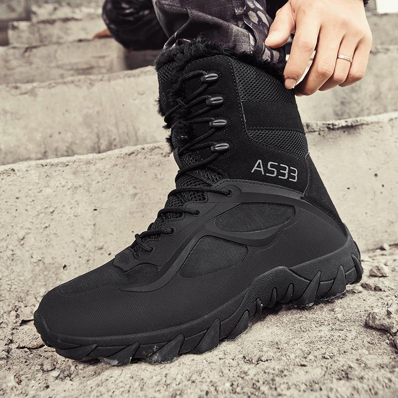 Зимние Снегоступы Мужская Обувь Противоскользящая Повседневная Мягкая Удобная Высокие Сапоги Мужские Плюшевые Износостойкие Для Походов На Открытом Воздухе Мужские