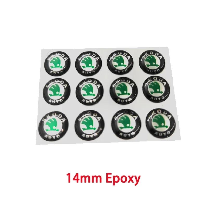 Car Sticker 2025 New 10PCS 14mm Car Remote Key Sticker Emblem Decal For Skoda Octavia Kodiaq Fabia Superb Rapid Kamiq Karoq Deri
