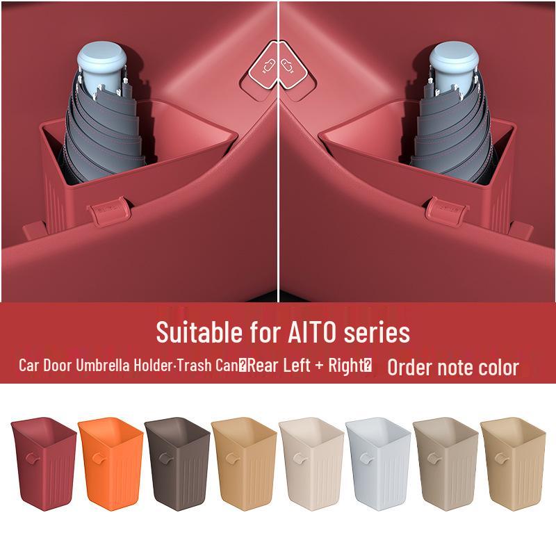 Compatible with AITO New M7/M8/M9: Silicone Car Trash Can & Door Umbrella Holder.