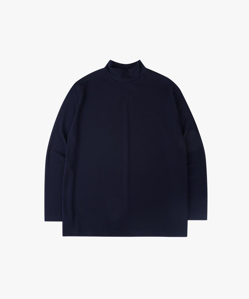 ESN Ribbed Half-Turtleneck Knit T-Shirt Navy