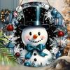 Wooden Christmas Sign with Top Hat Snowman Pattern, Cute Winter Wonderland Round Sign for Front Door Wall Hanging Decor, Ideal Christmas Gift