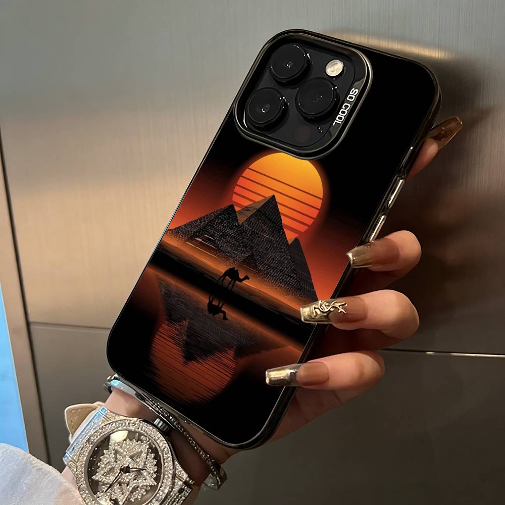 The E-Egyptian -P-Pyramids Phone Case For IPhone17 16 11 12 13 14 15 16 Pro Max Plus Cover Colored Silver Funda Bumber