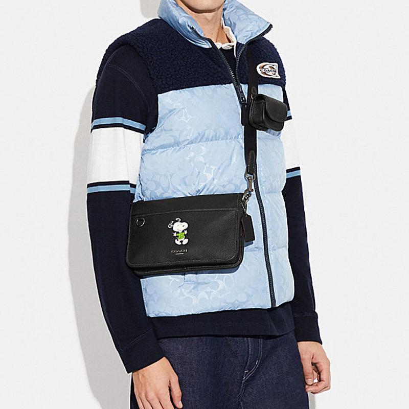 New COACH Heritage Collection, Refined Pebbled Leather Combo Bag, Shoulder Bag, Crossbody Bag Medium Men's Black CE710-QBM2