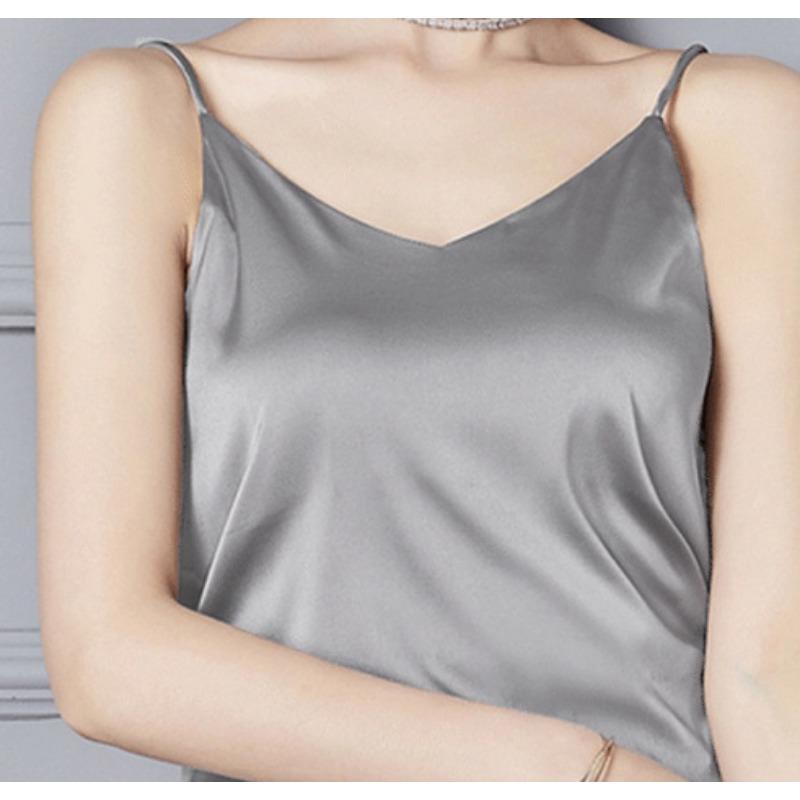 Всесезонный сексуальный свободный атласный жилет с V-образным вырезом для женщин на лето, универсальный корейский вариант с вырезом и внутренним ремешком