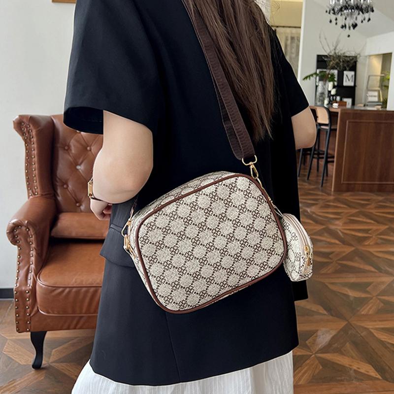 Винтажная трендовая квадратная сумка через плечо с небольшим узором из искусственной кожи, женская сумка через плечо