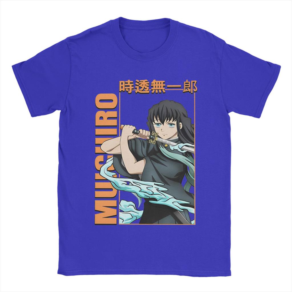 Муичиро Токито Футболка Мужская Хлопковая Футболка Топ Новинка Аниме Клинок Рассекающий Демонов Круглый Вырез Короткий Рукав