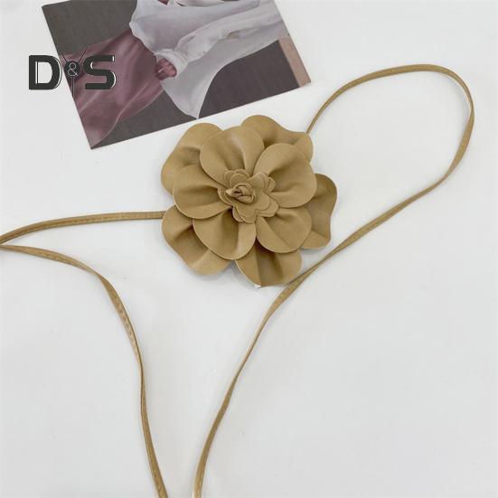 Пояс с цветочным принтом в стиле бохо для женщин и девочек, тонкий пояс из искусственной кожи с цветочным принтом для свадебного платья