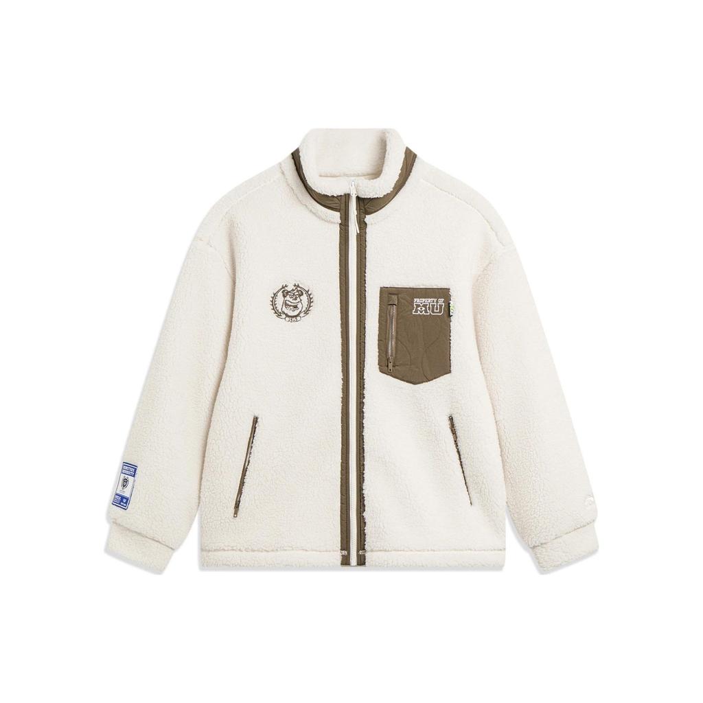 Li Ning X Disney Monsters University цветная флисовая теплая свободная трикотажная куртка с длинным рукавом мужская куртка AFDT655-3