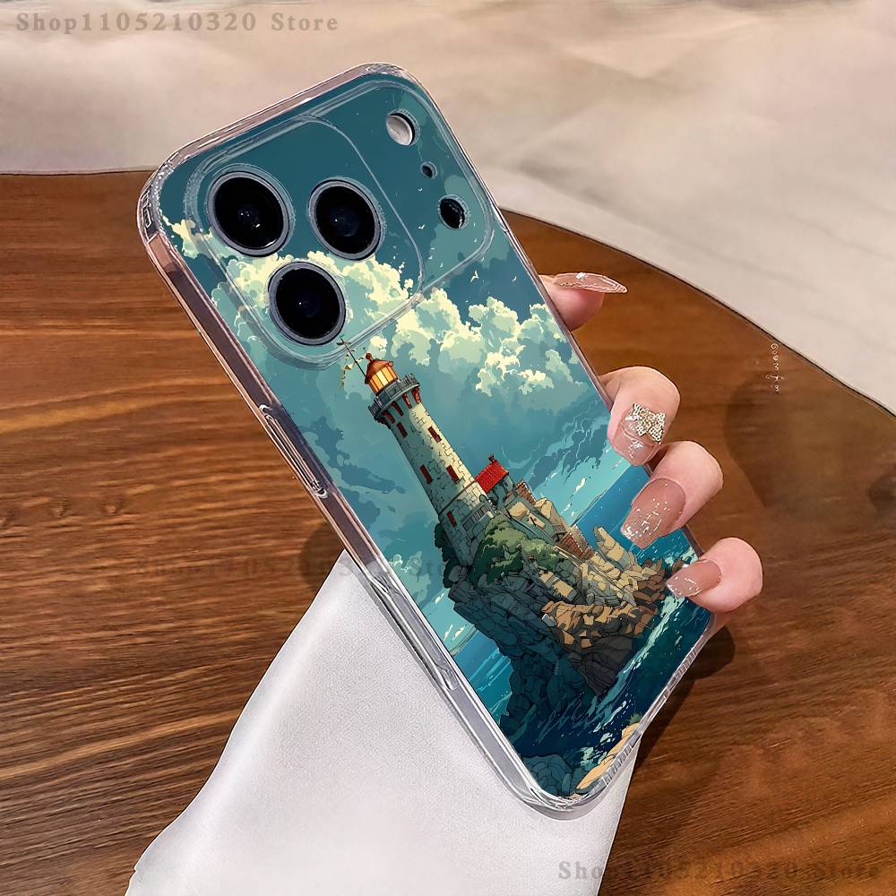 Аниме чехол для телефона с маяком для iPhone 17,16,11,15,13,14,12,Air,Mini,Plus,Pro,Max,Plus,E Прозрачный мягкий чехол