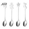Winter Seasonal Tableware 4Pcs Christmas Dessert Spoons, Stainless Steel Coffee Spoons with Gingerbread Elegant Table Decor for Parties Man
