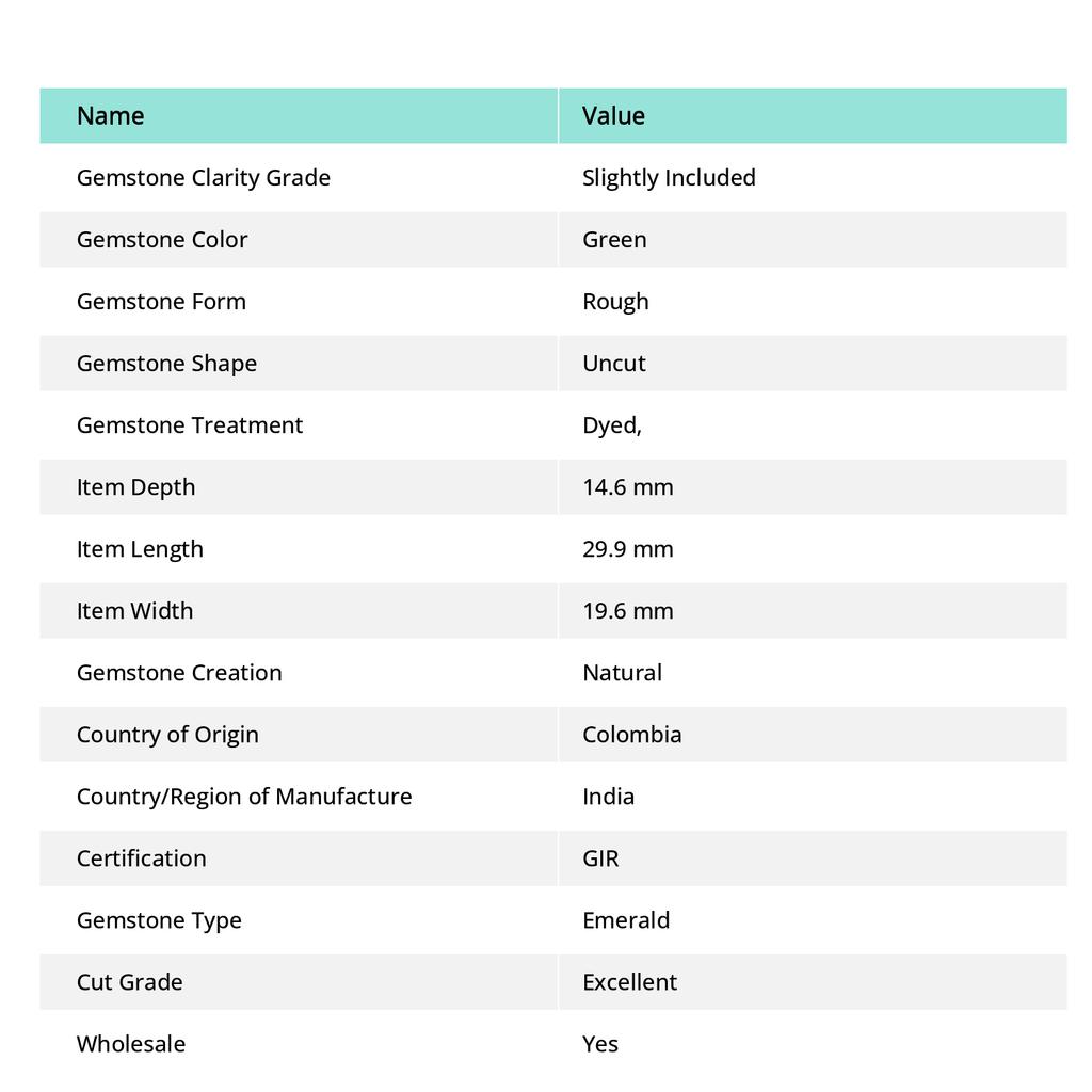 72.80 Ct Natural Emerald Huge Rough Earth Mined CERTIFIED Green Loose Gemstone AR-4071-Sa