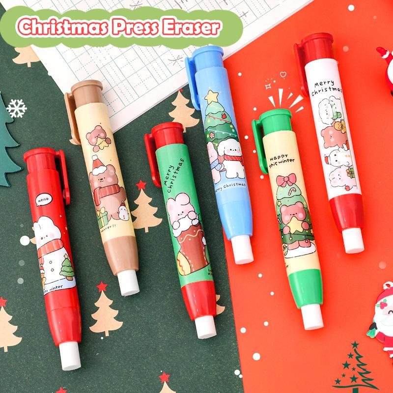 Kawaii Рождество Нажимной ластик Милый Письменный Рисунок Карандаш Ластики Студенческие Канцелярские Товары Детские Подарки Школьные Канцелярские Принадлежности