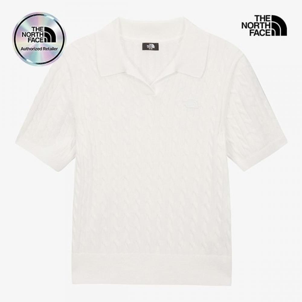 The North Face Women Cable Short Sleeve Polo Sweater Ivo