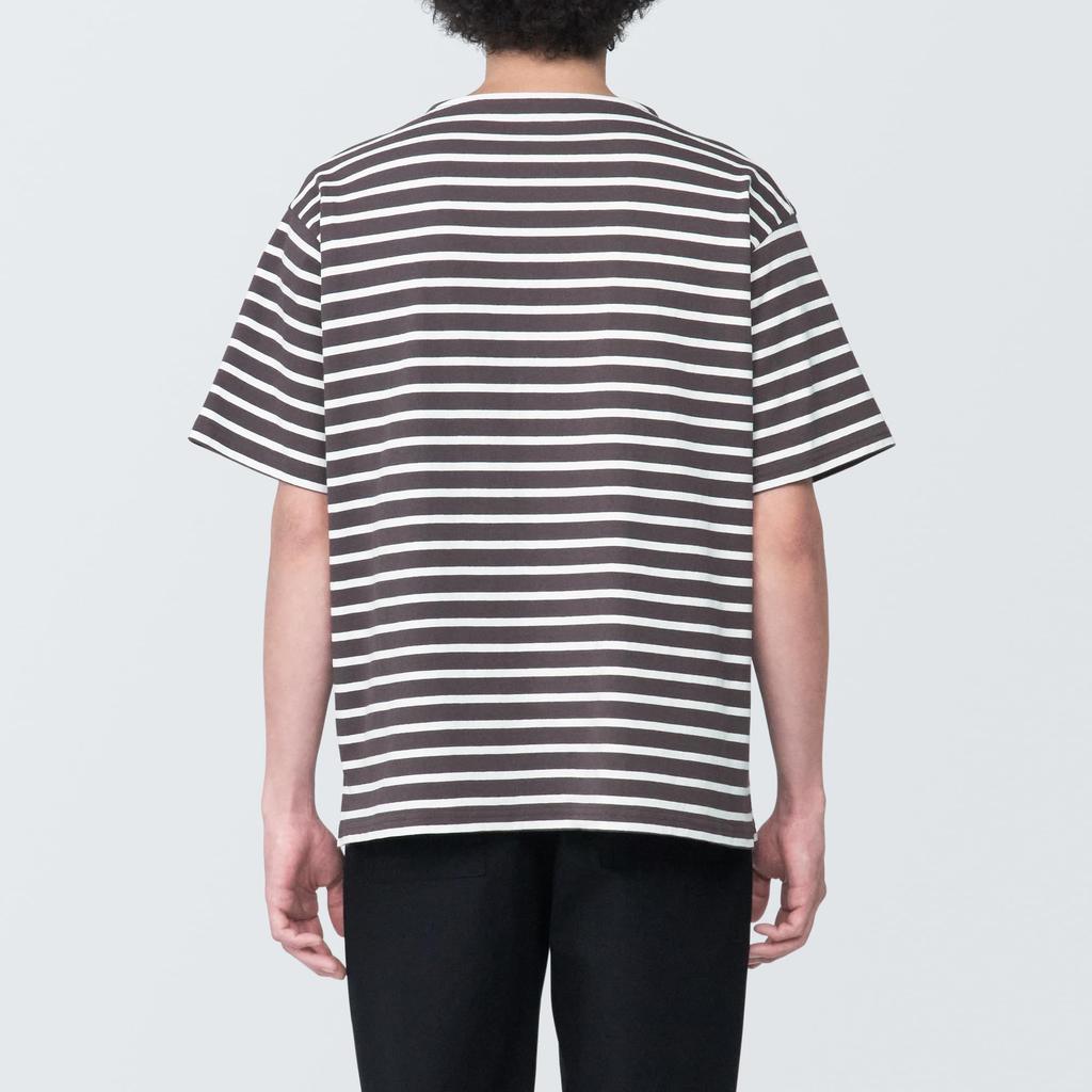 Футболка мужская MUJI Washed Thick Boat Neck Half Sleeve AB1MBA4S Dark Brown Pattern S