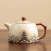 Бежевый чайник Жуяо, одинарный чайник для заваривания чая, бытовой керамический чайник большой емкости в стиле легкой роскоши, высококлассный новый чайный сервиз для чая Кунг-фу