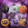6 Pcs Halloween Decorations Paper Lanterns With LED Light Bats Spiders Skeleton Castle