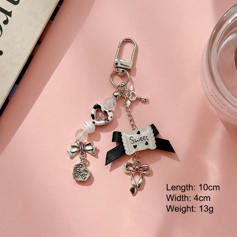 Y2K Heart Candy Key Chain Love Beads Phone Pendant Headphone Case Charm Bag Decor Car Key Ring