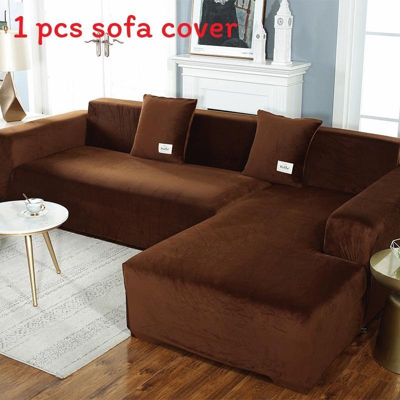 Simple Solid Color Plush Surface Sofa Protection Cover With Anti Slip Strip For Household Protection