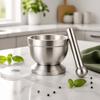 Silver Stainless Steel Mortar Stainless Steel Garlic Grinder Bowl  Household Use