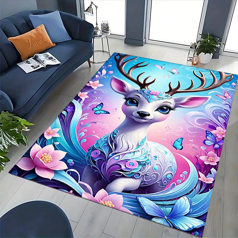 1pc Anime Deer Chair Mat: Fantasy Floral Design, Non-Slip Carpet for Office and Home Decor - Perfect Gift for Anime Lovers.H066