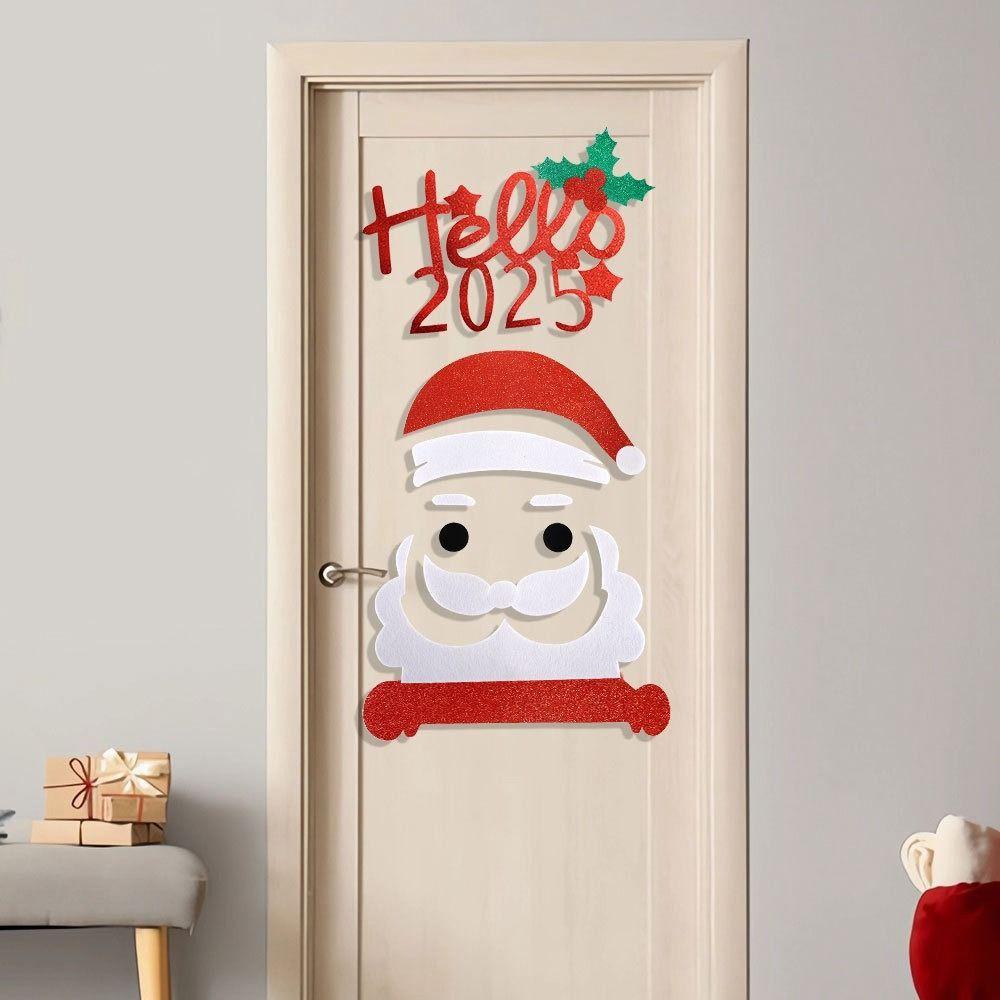 Non-woven Christmas Door Stickers Removable Creativity Wall Sticker Party Decor Festival Supply Window Static Stickers Christmas