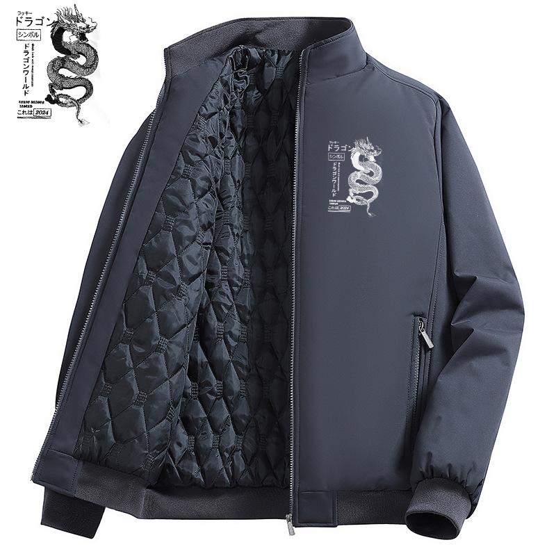 Autumn and Winter Velvet Warm Cotton Jacket For Men Casual Sports Windproof Thermal Coat Stand-Up Collar Jacket