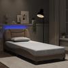 LED Bed Frame without Mattress  Hvar  Cappuccino Brown 90 x 190 cm