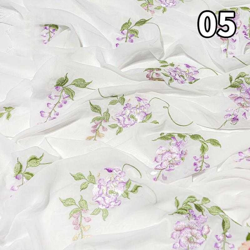 50*150см Ткань с вышивкой в ретро китайском стиле, Вышивка глицинии, Дизайнерская ткань для шитья платья Ханфу, костюма