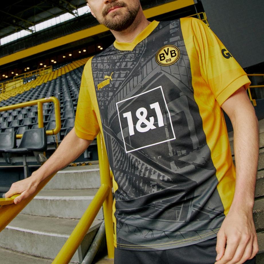 Puma Футболка-пуловер Bvb Series Ss24 Dortmund Special Edition с коротким рукавом, мужская, цвет черный, желтый 777069-01