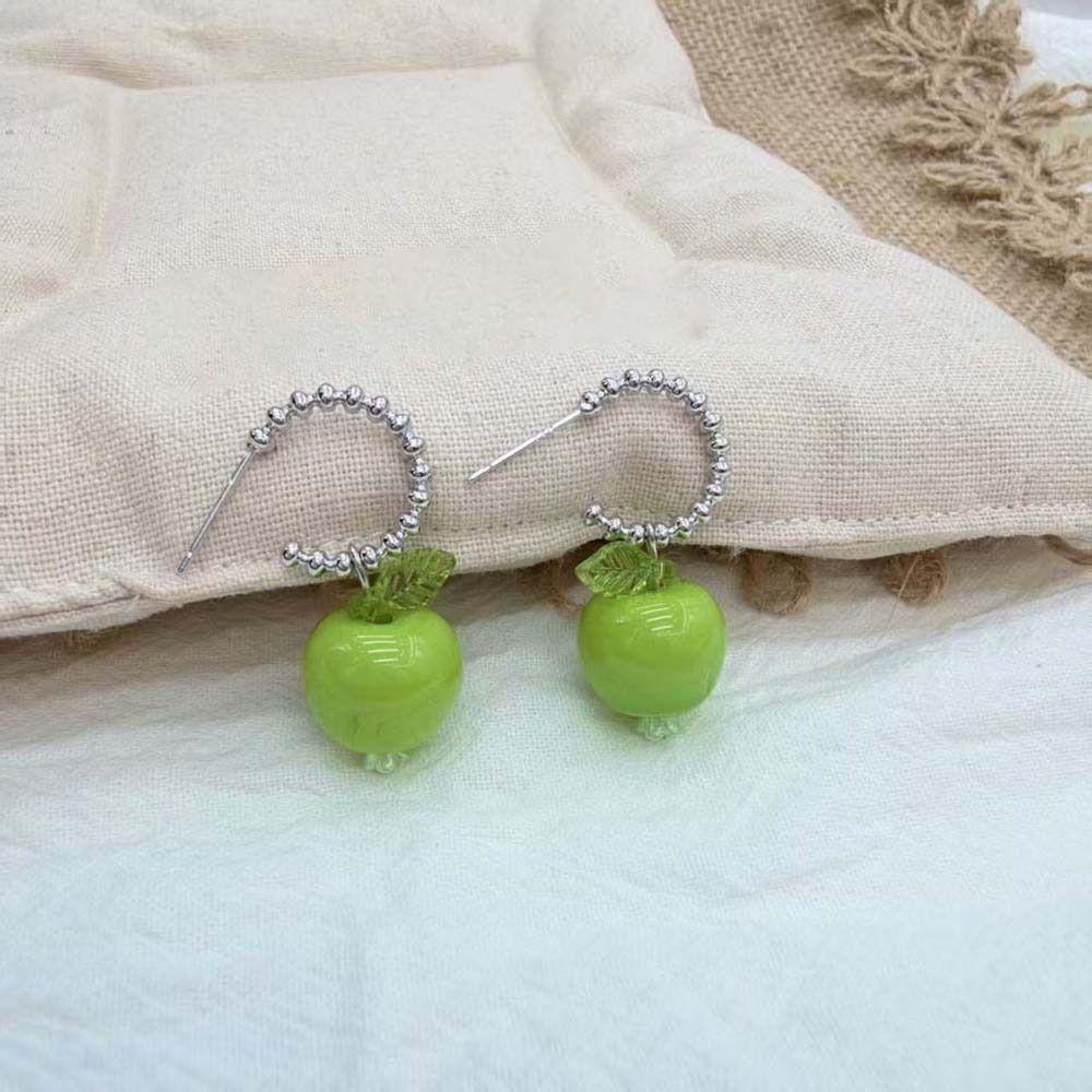 Lime Green Green Pip Jewelry Set Layered Sweet Dainty Chain Fairycore Piece Stud Earrings Vacation